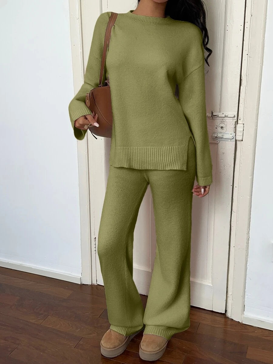 Davos Drop Shoulder Sweater and Knit Pants Set