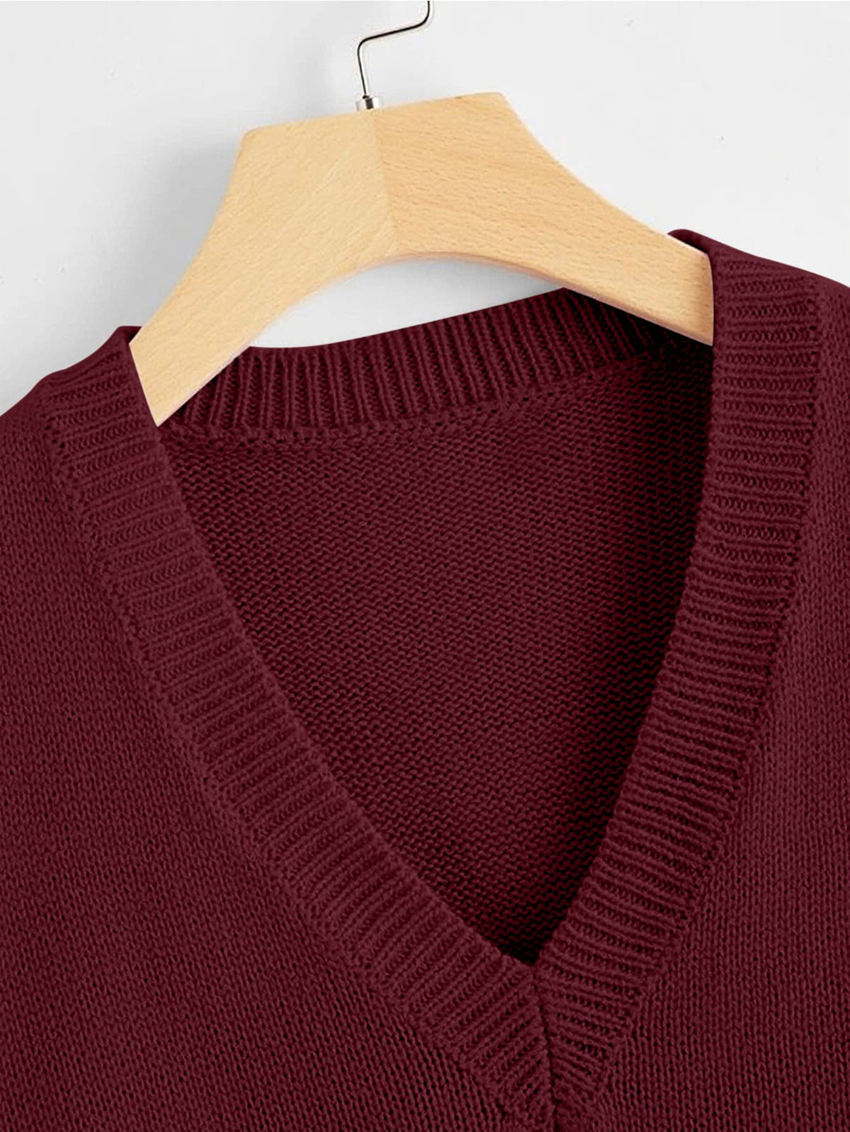 Marisa Fine Knit V-Neck Sleeveless Sweater Vest - Brown