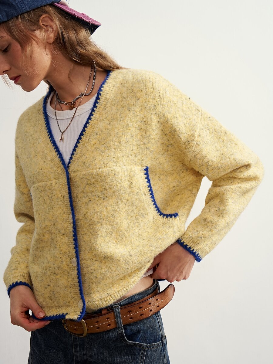 Megeve Oversized Fuzzy Knit Button Front Cardigan