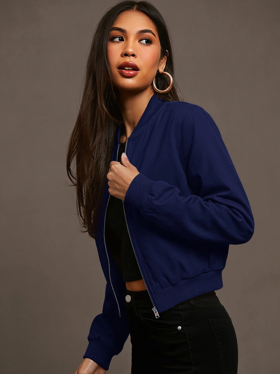 Steamboat Zip Up Bomber Jacket with Ribbed Trim