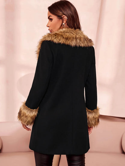 Aveline Double-Breasted Lapel Coat with Tailored Thigh-Length Cut - Dusty Blue
