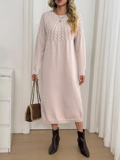 Anya High Neck Raglan Sleeve Sweater Dress - Red