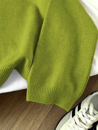 Women's Oversized Crew Neck Pullover Sweater, Relaxed Knit Sweater for Fall Winter - Dark Grey