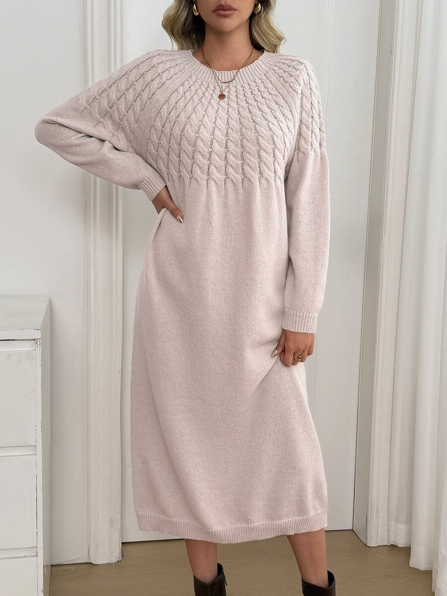 Anya High Neck Raglan Sleeve Sweater Dress - Red Violet