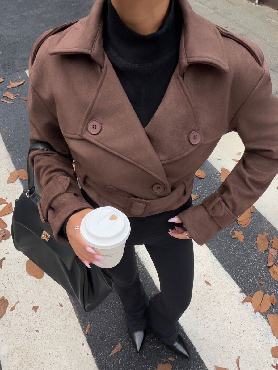 Dublin Cropped Double Breasted Trench Jacket with Belt