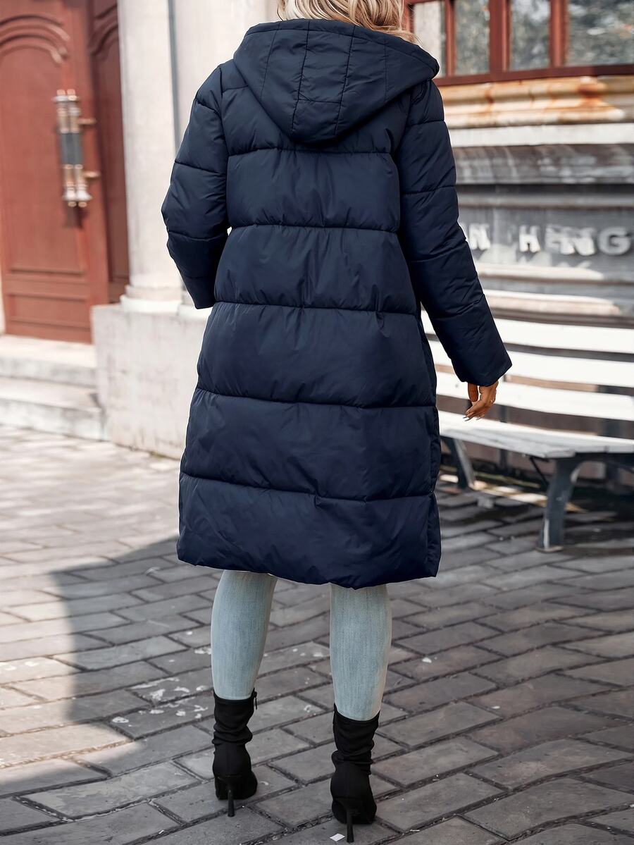 Jasper Long Hooded Puffer Coat with Drawstring