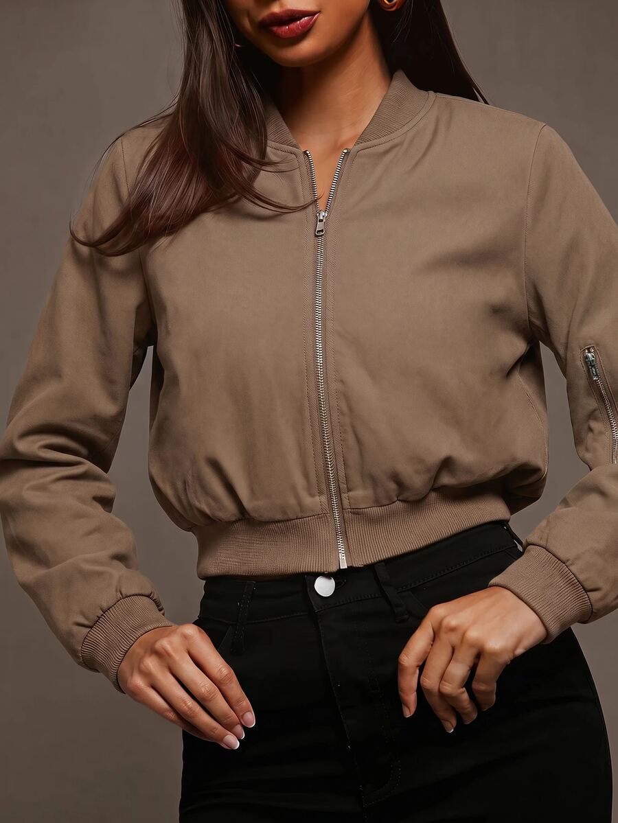 Steamboat Zip Up Bomber Jacket with Ribbed Trim