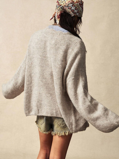 Megeve Oversized Fuzzy Knit Button Front Cardigan