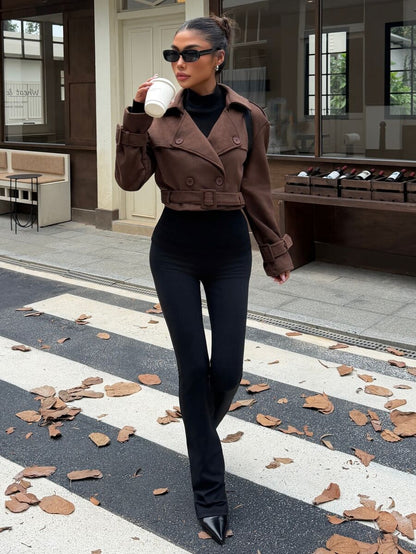 Dublin Cropped Double Breasted Trench Jacket with Belt