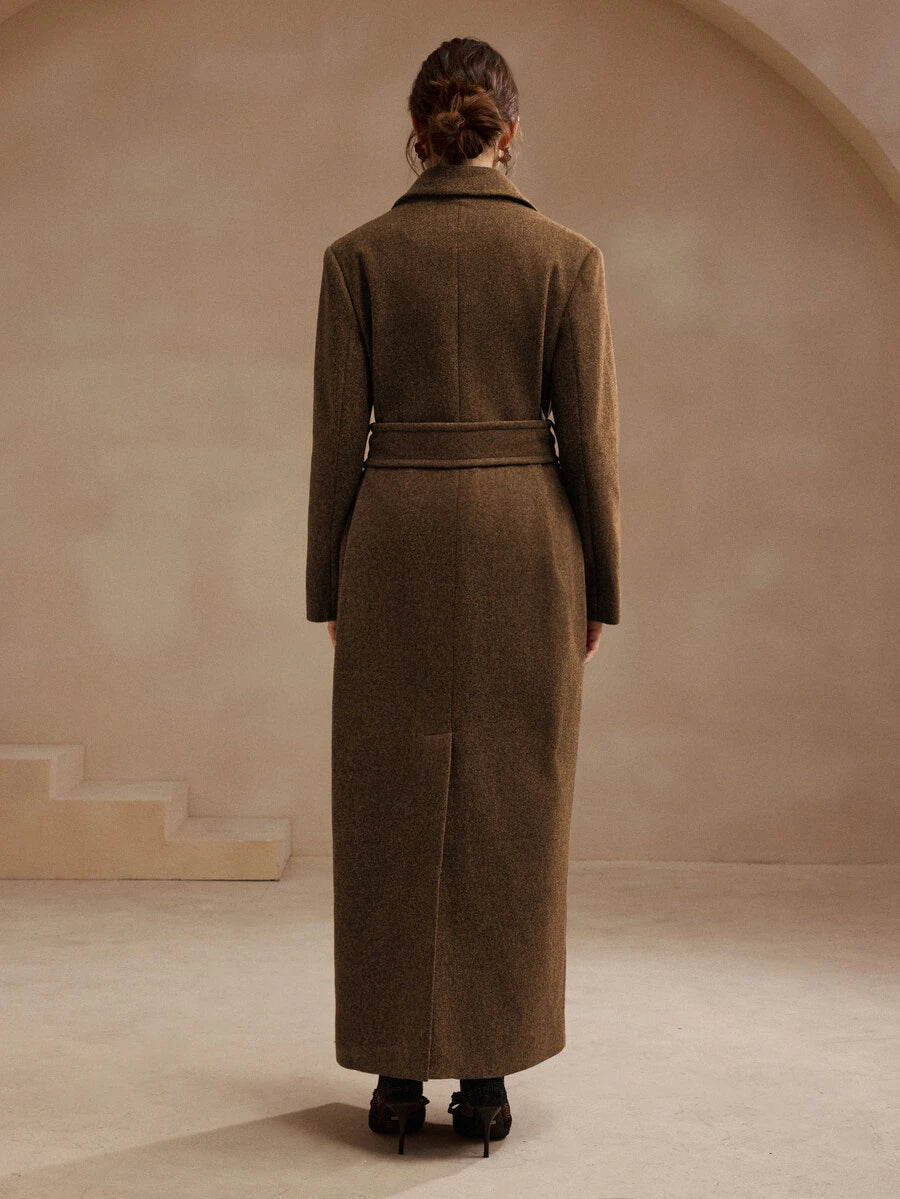 Heidelberg Belted Double Breasted Long Wrap Coat with Pockets
