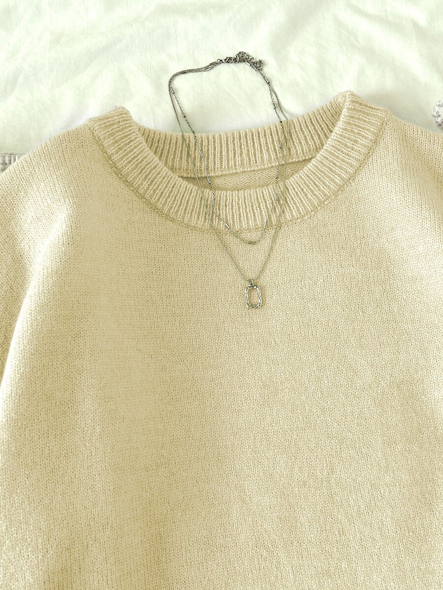 Women's Oversized Crew Neck Pullover Sweater, Relaxed Knit Sweater for Fall Winter - Blue
