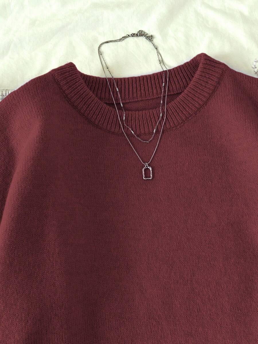 Women's Oversized Crew Neck Pullover Sweater, Relaxed Knit Sweater for Fall Winter - Green
