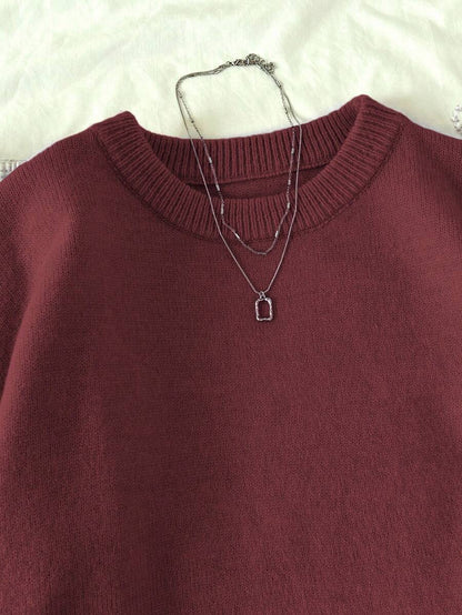 Women's Oversized Crew Neck Pullover Sweater, Relaxed Knit Sweater for Fall Winter - Green