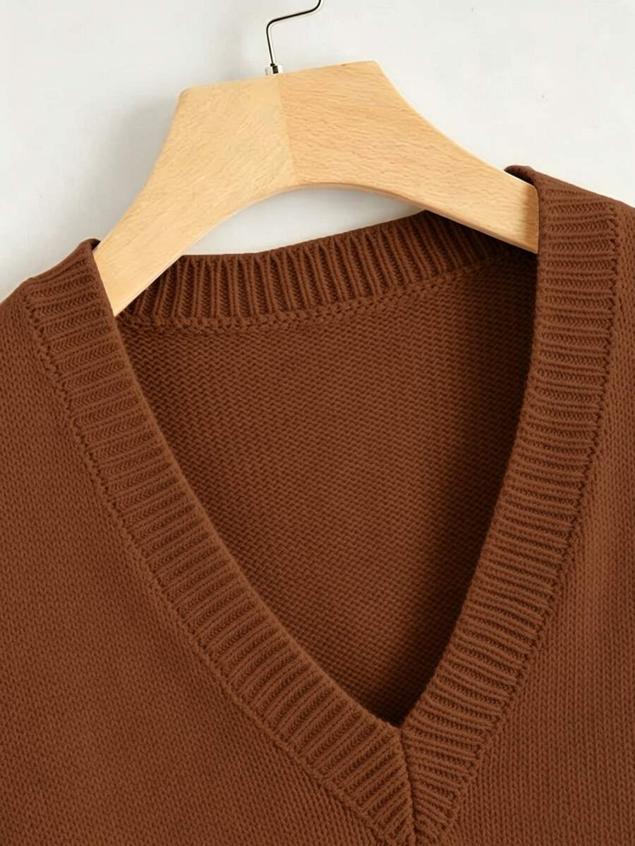 Marisa Fine Knit V-Neck Sleeveless Sweater Vest - Green