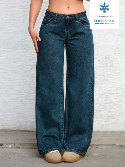 Ravenna High Waisted Wide Leg Baggy Jeans with Pockets