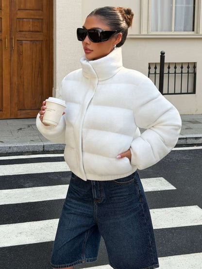 Glasgow Cropped Quilted Puffer Jacket with Funnel Neck