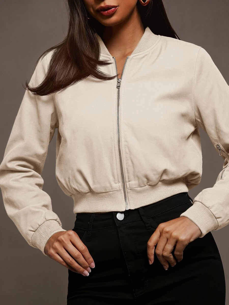 Steamboat Zip Up Bomber Jacket with Ribbed Trim