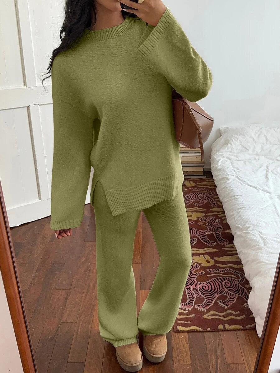 Davos Drop Shoulder Sweater and Knit Pants Set