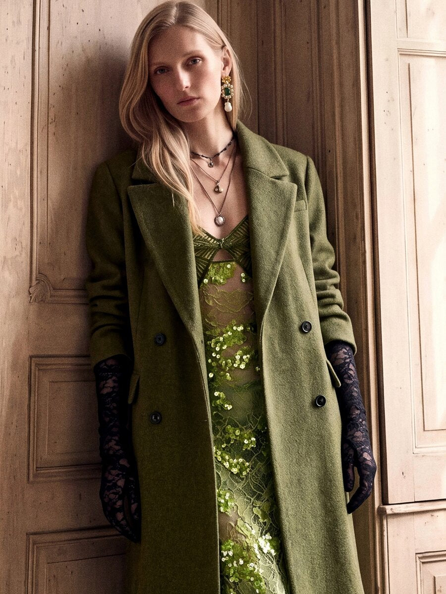 Heidelberg Belted Double Breasted Long Wrap Coat with Pockets