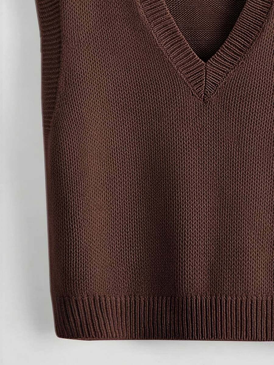 Marisa Fine Knit V-Neck Sleeveless Sweater Vest - Yellow