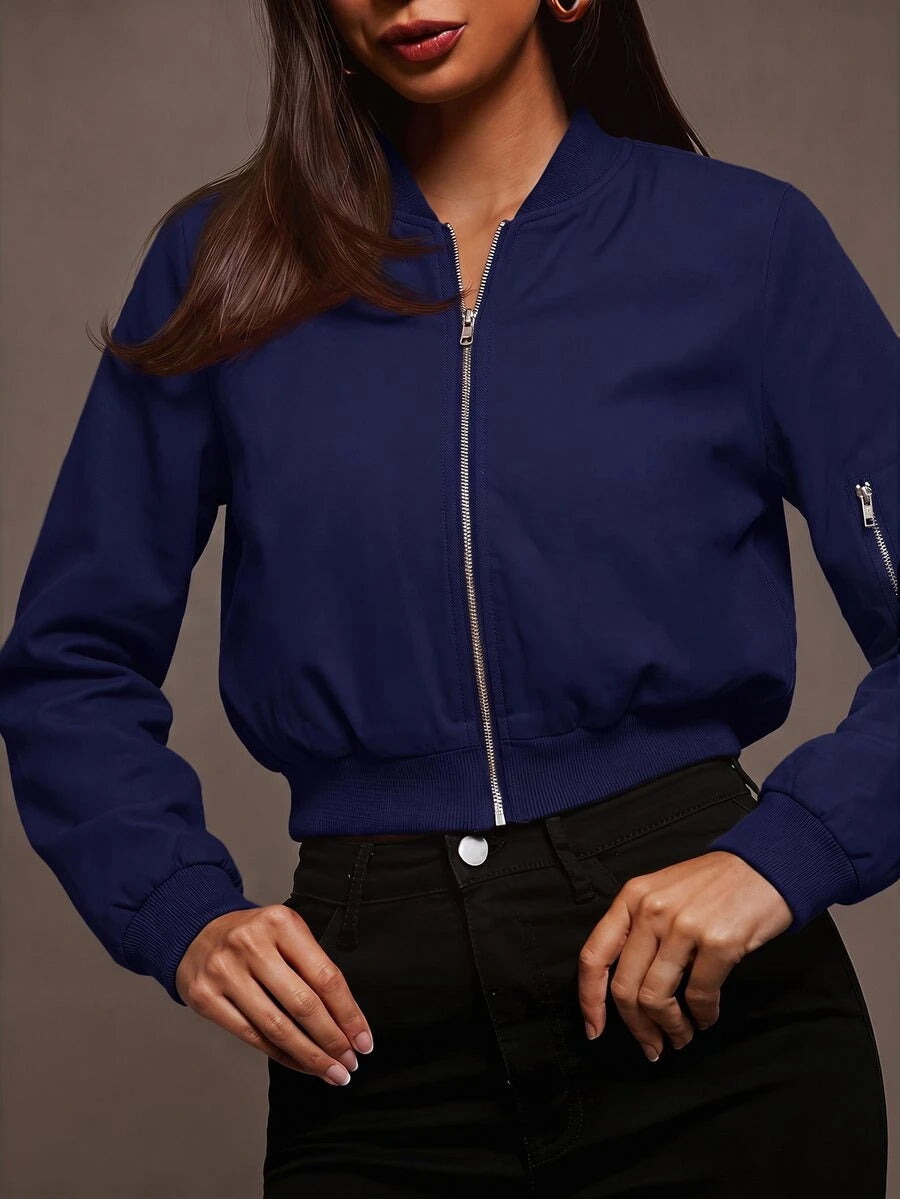 Steamboat Zip Up Bomber Jacket with Ribbed Trim