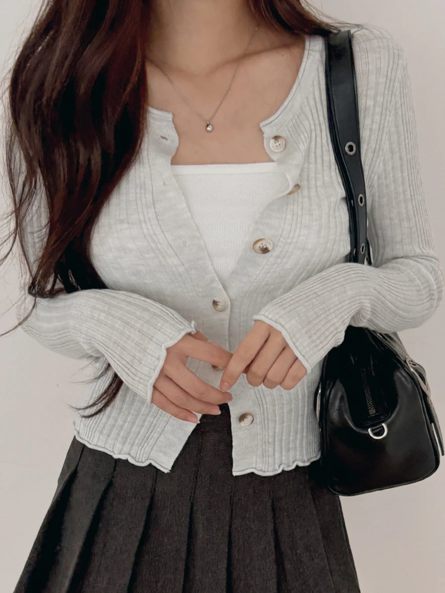Women's Fitted V-Neck Button Front Cardigan, Twist Knit Sweater for Work and Fall - Black