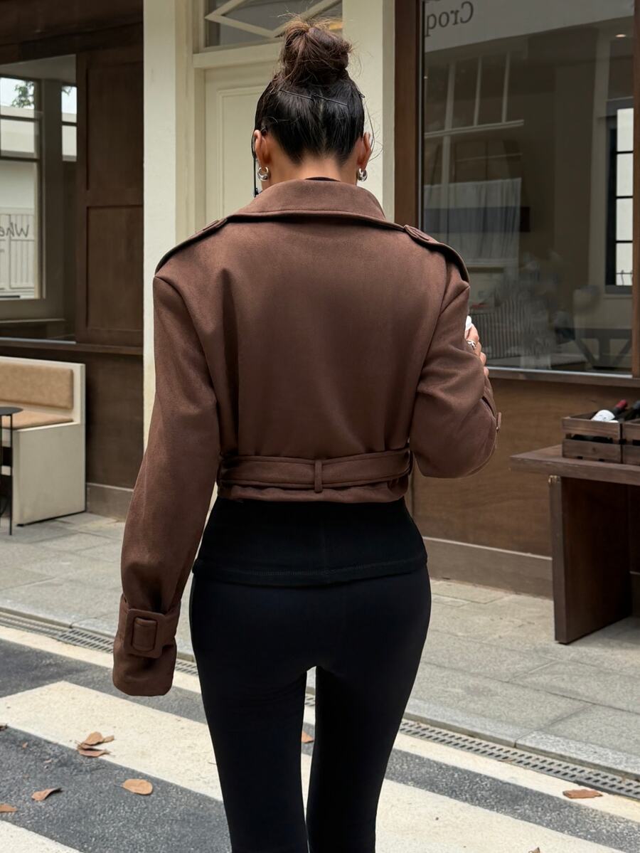 Dublin Cropped Double Breasted Trench Jacket with Belt