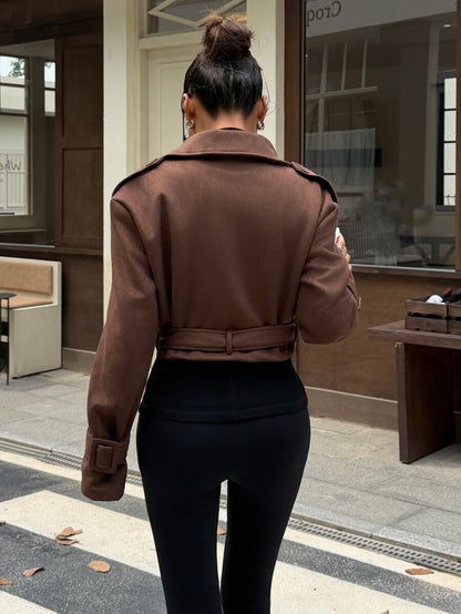 Dublin Cropped Double Breasted Trench Jacket with Belt