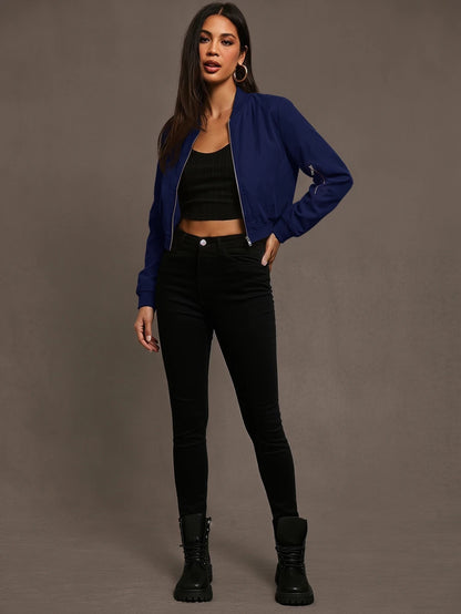 Steamboat Zip Up Bomber Jacket with Ribbed Trim