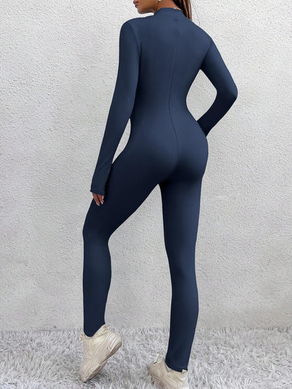 Akureyri Fleece Lined Zip Up Long Sleeve Jumpsuit - Navy Blue