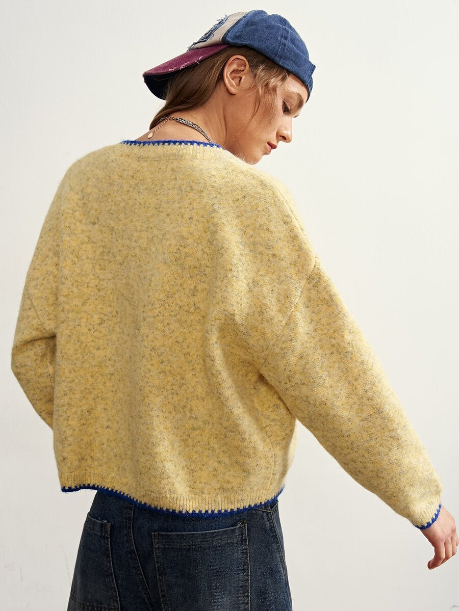 Megeve Oversized Fuzzy Knit Button Front Cardigan