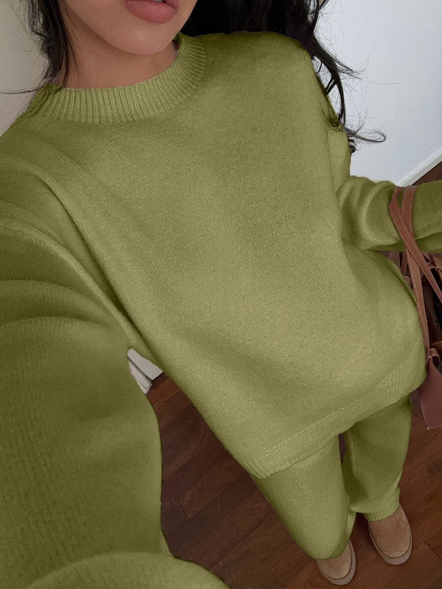 Davos Drop Shoulder Sweater and Knit Pants Set