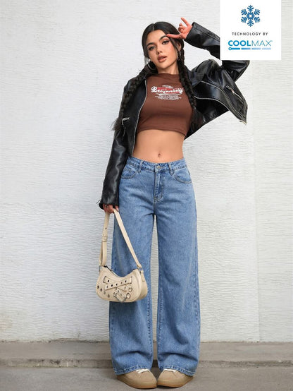 Ravenna High Waisted Wide Leg Baggy Jeans with Pockets