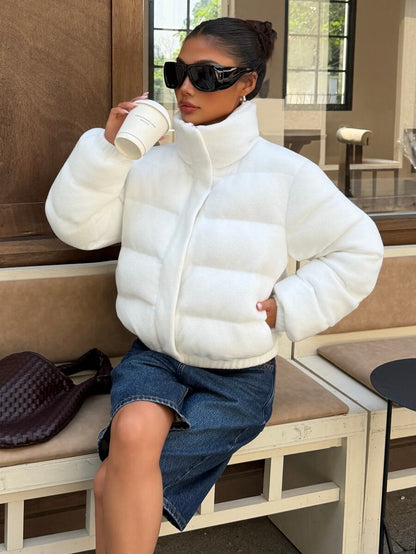 Glasgow Cropped Quilted Puffer Jacket with Funnel Neck