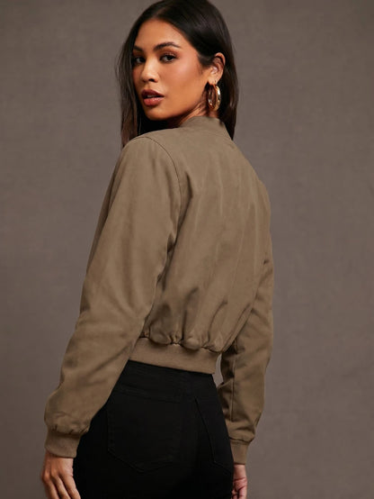 Steamboat Zip Up Bomber Jacket with Ribbed Trim