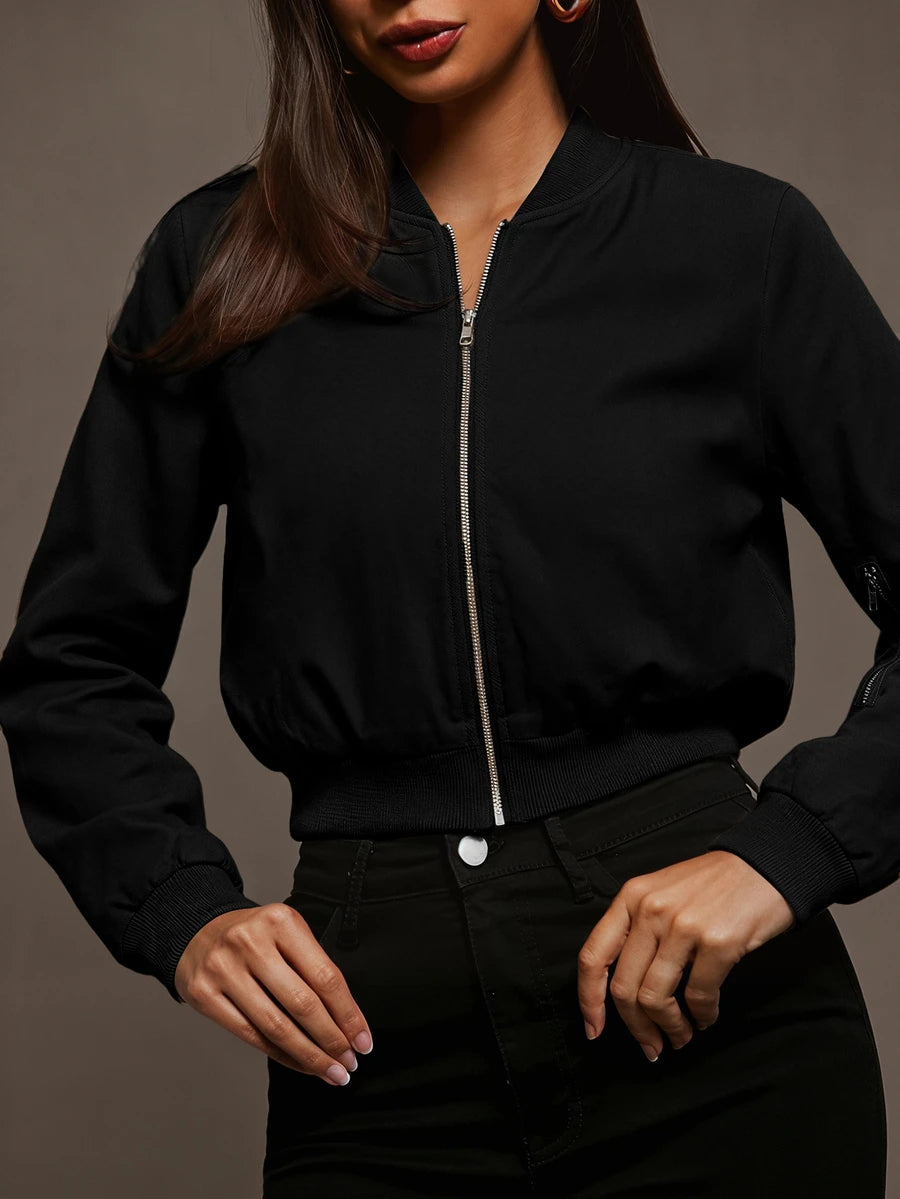 Steamboat Zip Up Bomber Jacket with Ribbed Trim