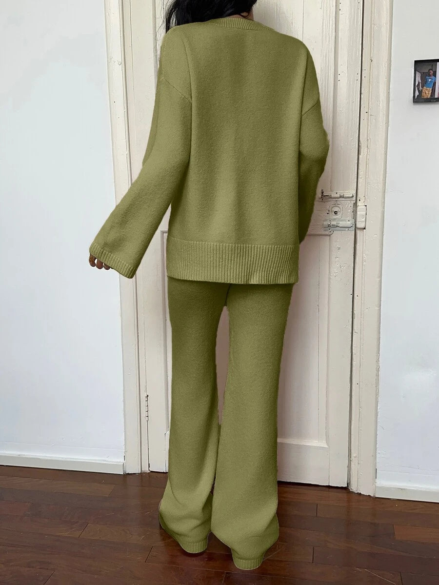 Davos Drop Shoulder Sweater and Knit Pants Set