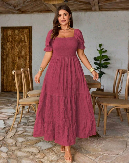 Sophie Smocked Square Neck Tiered Maxi Dress Summer Mensa