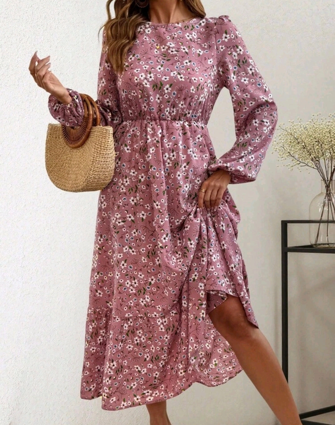 Sophia Floral Smocked Tiered Midi Dress Summer Mensa