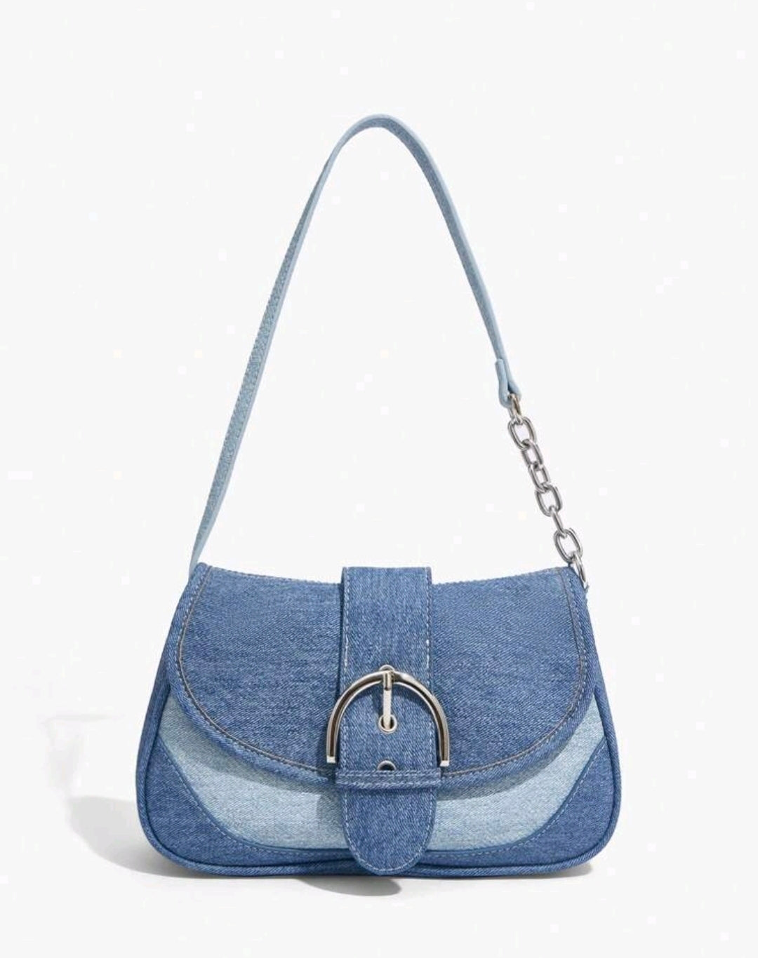 Elena Two Tone Denim Flap Shoulder Bag Mensa