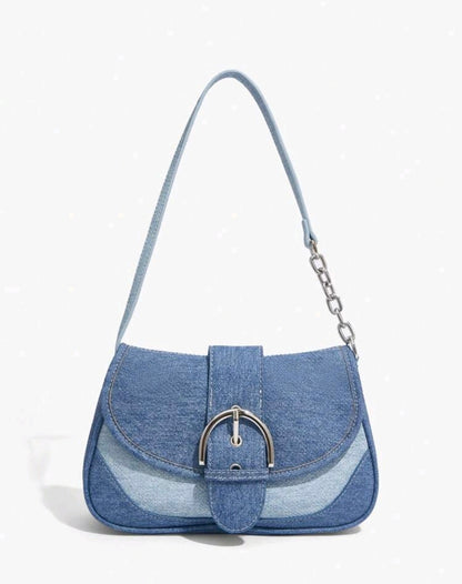 Elena Two Tone Denim Flap Shoulder Bag Mensa