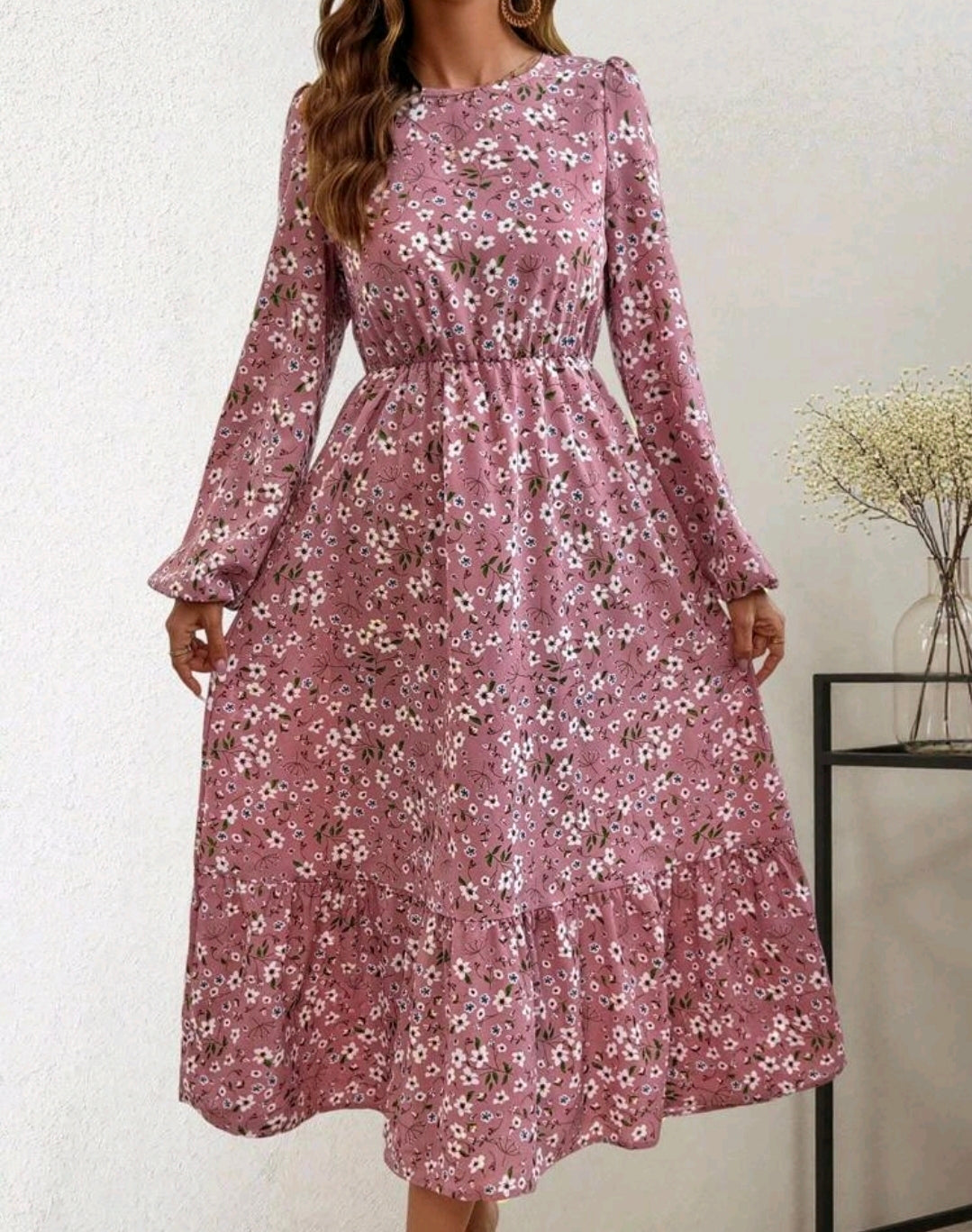 Sophia Floral Smocked Tiered Midi Dress Summer Mensa
