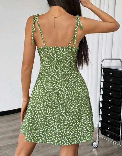 Zoe Floral Tie Strap Smocked Mini Dress Summer Mensa