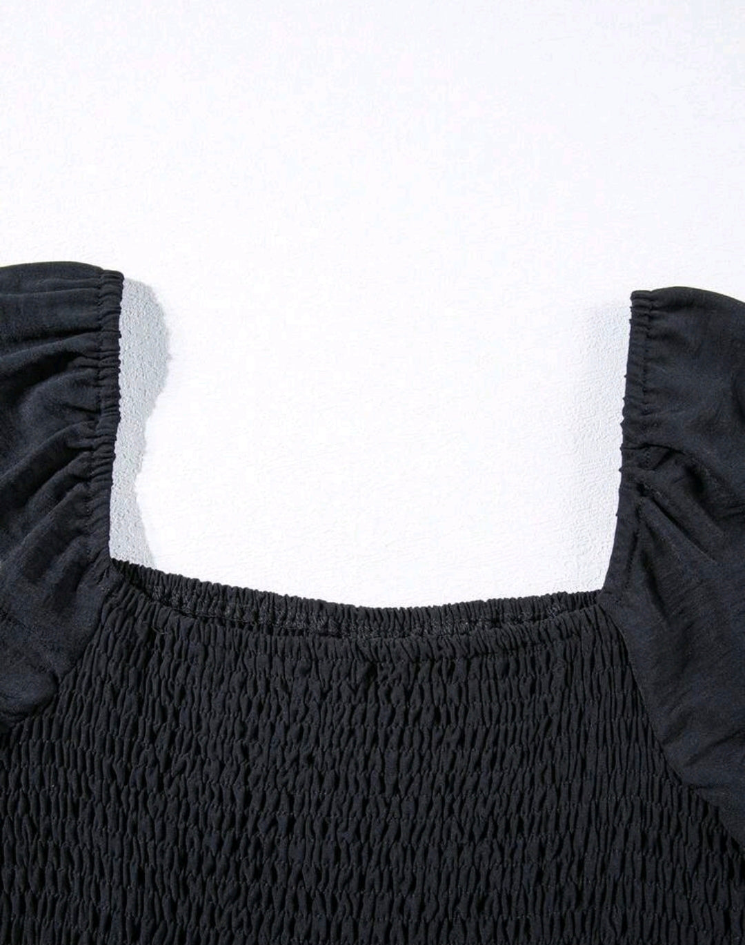 Black Square Neck Smocked Wide Leg Jumpsuit Summer Mensa