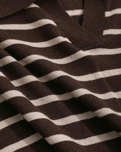 Striped Knit Polo Sweater Mensa