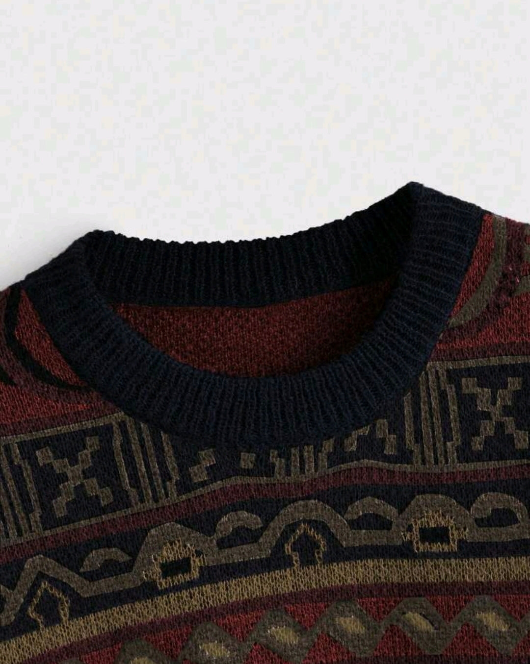 Aria Geometric Crewneck Oversized Knit Sweater Fall Mensa