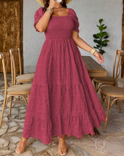 Sophie Smocked Square Neck Tiered Maxi Dress Summer Mensa