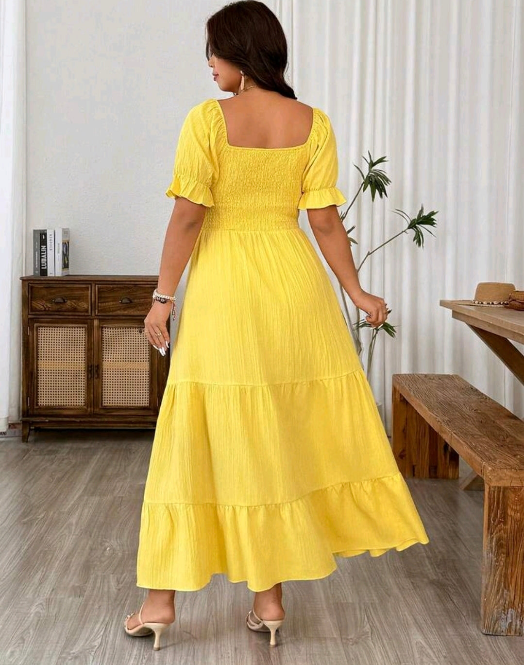 Sophie Smocked Square Neck Tiered Maxi Dress Summer Mensa