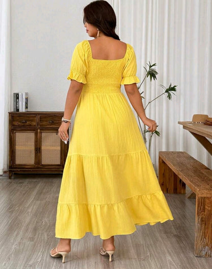 Sophie Smocked Square Neck Tiered Maxi Dress Summer Mensa