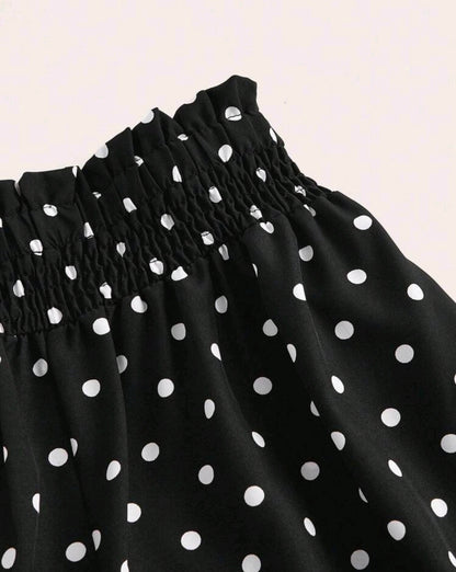 Polka Dot Smocked Wide Leg Pants Summer Mensa